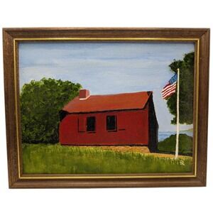 Original‎ Oil Painting Nathan Hales Schoolhouse East Haddam Ct By Robert Lantz